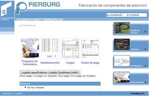 Pierburg Extranet. Extranet para proveedores donde pueden descargarse facturas electr�nicas y gestionar entradas y salidas de material.