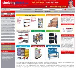 Shelving Direct. Se trata de un portal de venta de soluciones de almacenaje, estanter�as, carros, etc. que dispone de carrito de compras.