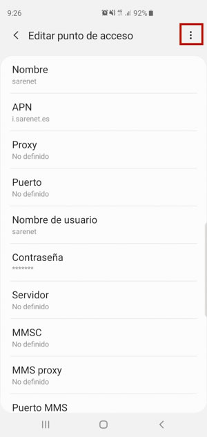 Samsung VPN APN paso 6