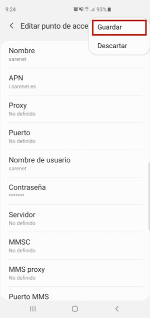 Samsung VPN APN paso 7