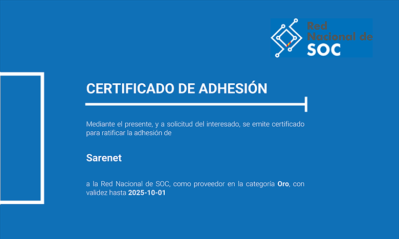 CERTIFICADO DE ADHESIN a la Red Nacional de SOC - Sarenet